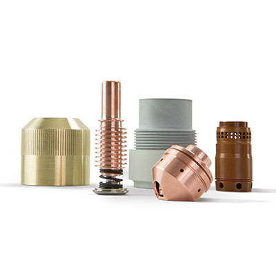 Group of FlushCut consumables for Powermax plasma cutters